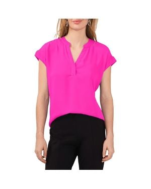 Chaus Split Neck Georgette Blouse - Pink