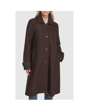 Andrew Marc Jupiter Wool Blend Balmacaan - Brown