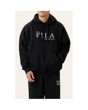 Fila Country Club Embroidered Oversize Logo Hoodie - Black