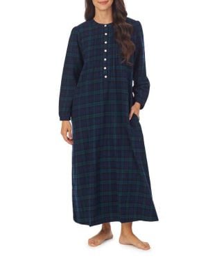 Lanz of Salzburg Ballet Long Sleeve Flannel Nightgown - Blue