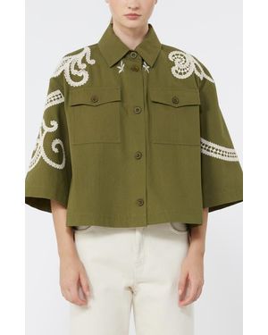 Weekend by Maxmara Como Embroidered Detail Cotton Jacket - Green