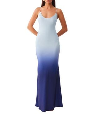 SNDY'S Amaya Ombré Satin Slipdress - Blue