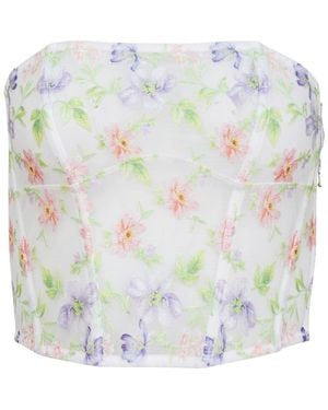 Fleur du Mal Elara Embroidered Corset Top - Green
