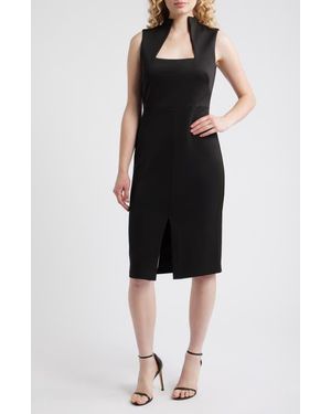 Vince Camuto Laser Cut Scuba Crepe Sheath Dress - Black