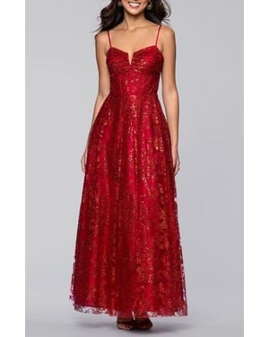 Blondie Nites Glitter Sequin Corset Gown - Red