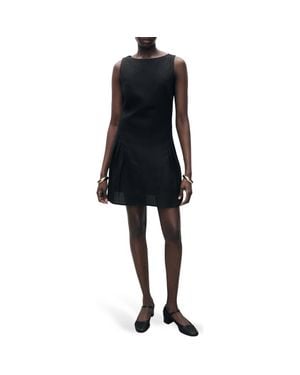 Mango Pleated Sleeveless Dress - Black