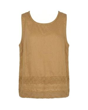 Modenaire Casual Sleeveless Linen Top - Natural