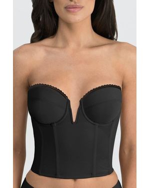 Dominique Intimates Valerie Backless Strapless V-Wire Plunge Bustier Bra - Black