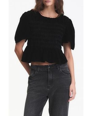 DELUC Forrest Velvet Peplum Top - Black