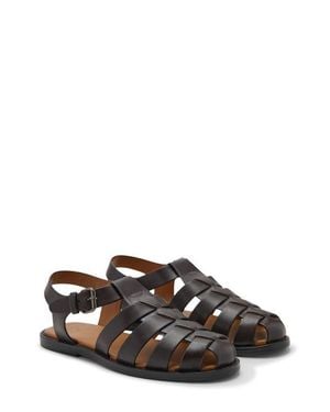 Mango Leather Fisherman Sandal - Brown