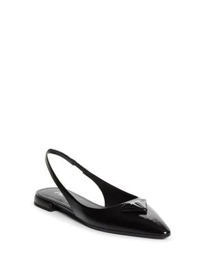 Prada Puffy Logo Slingback Ballet Flat - Black