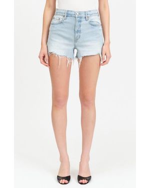 DAZE Troublemaker High Waist Denim Cutoff Shorts - Blue