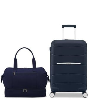 Samsonite Better Than Basic 2 Piece Set Drop Bottom Weekender & Outline Pro Carry On Luggage - Blue