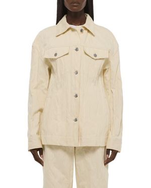 Helmut Lang Metallic Crushable Crinkle Denim Jacket - Natural