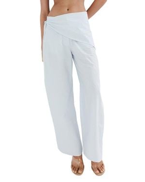 Mango Belted Wide Leg Pants - Blue