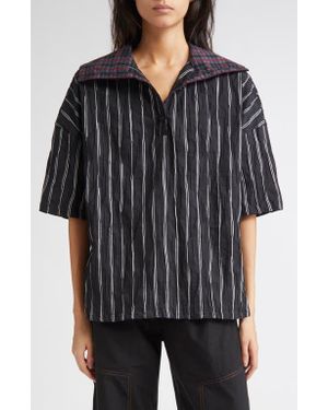 KÚR High Neck Drop Shoulder Shirt - Black