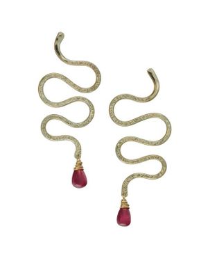 ALBISIA Serpent Ruby Earrings - White