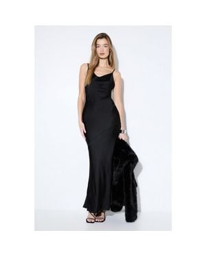 MissPap Premium Satin Bow Bridesmaid Dress - Black