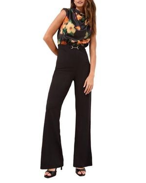 Lipsy Floral Print Flare Jumpsuit - Black