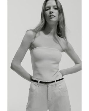 H&M Split Leather Waist Belt - Gray