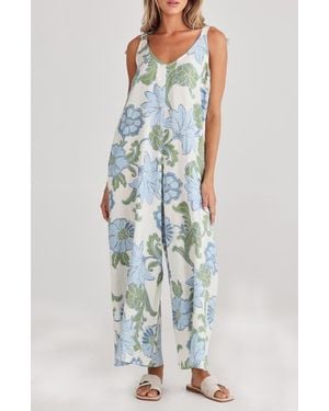 Talisman the Label Temple Floral Wide Leg Jumpsuit - Blue