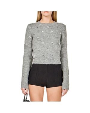 Endless Rose Bead Embellished Sweater - Gray