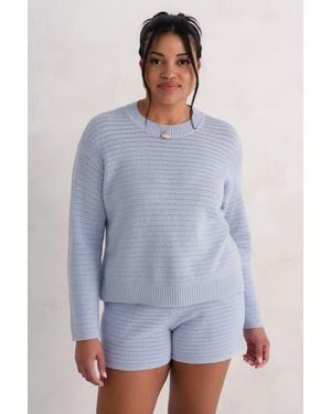 KADA The Open Knit Long Sleeve Sweater - Blue