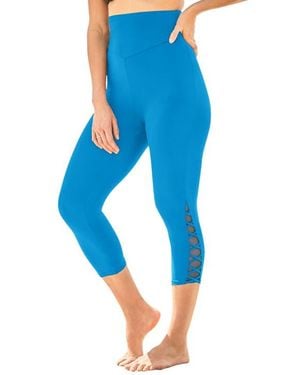 Swim 365 High-Waisted Swim Capri With Lattice Detail - Blue