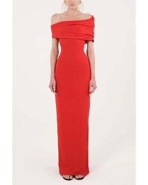 Nocturne Asymmetric Strapless Maxi Dress - Red