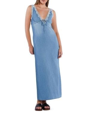 Billy T Amanda Lace Accent Sleeveless Maxi Dress - Blue