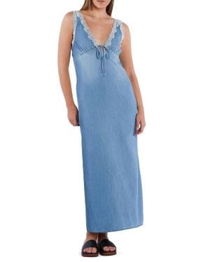 Billy T Amanda Lace Accent Sleeveless Maxi Dress - Blue