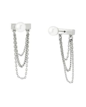 AllSaints Faux Pearl Swag Chain Front/Back Earrings - Multicolor