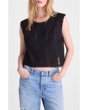Madewell Embroidered Lace Insert Top - Black