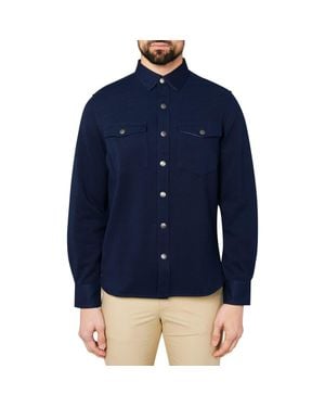 Brooklyn Brigade Solid Waffle Knit Shirt Jacket - Blue