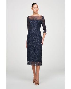 THEIA Marbella Beaded Midi Dress - Blue