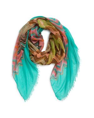 Tasha Zigzag Print Scarf - Blue