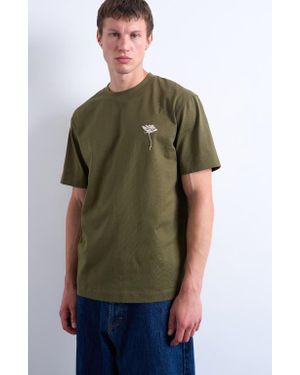 TOPMAN Floral Embroidery T-Shirt - Green