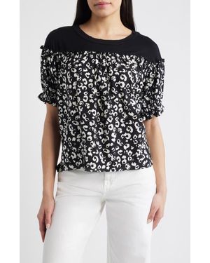 Loveappella Contrast Yoke Top - Black