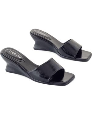 Therapy Australia Lafayette Square-Toe Wedge Slide Sandal - Blue