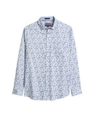 Johnston & Murphy Logan Print Button-Up Shirt - Blue
