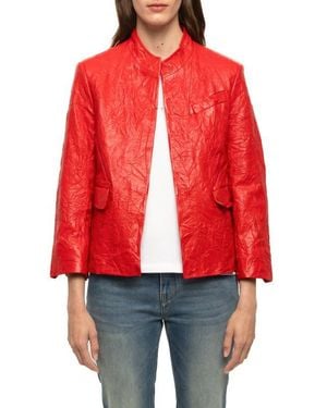 Zadig & Voltaire Veryn Cuir Crinkled Leather Jacket - Red