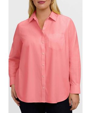 Foxcroft Boyfriend Non-Iron Cotton Blouse - Pink