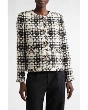 St. John Metallic Wool Blend Tweed Jacket - Black