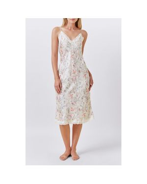 Papinelle Yolly Floral Satin Slip Nightgown - White