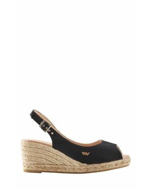 VISCATA Gavina Canvas Espadrille Sandal Wedges - Black