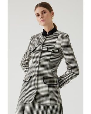 Exquise Allyssa Gingham Jacket - Gray