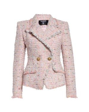 Balmain Double Breasted Tweed Jacket - Pink