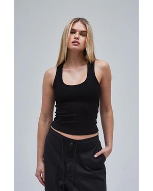 Thirty Years Demi Ribbed Tank - Black
