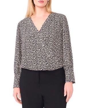 Halogen® Flower Dot Wrap Top - Gray