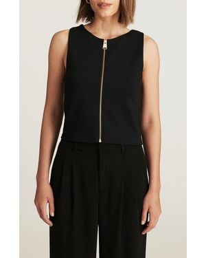 Mavi Front Zip Sleeveless Crop Top - Black